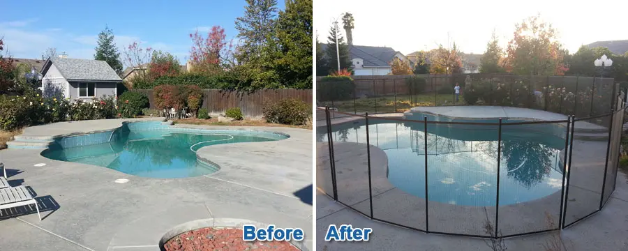 Before & After Transparent Pool Fencing for Kingsburg