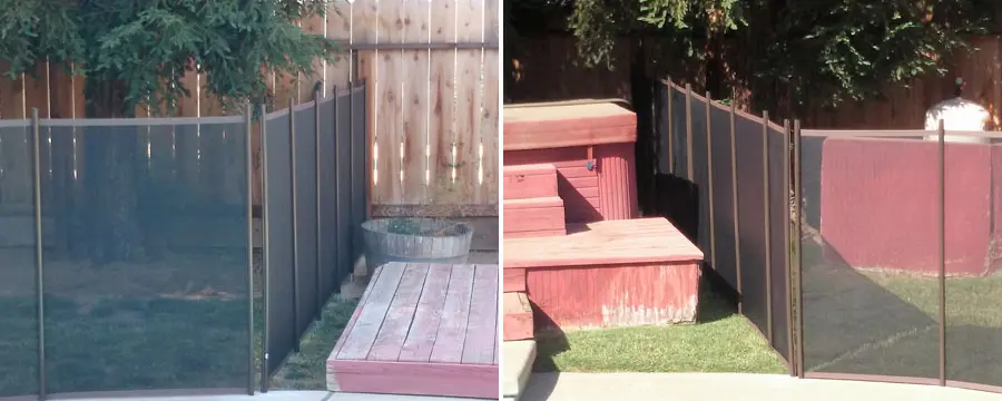 Pet Mesh Fence with Brown Trim Installer Clovis, CA