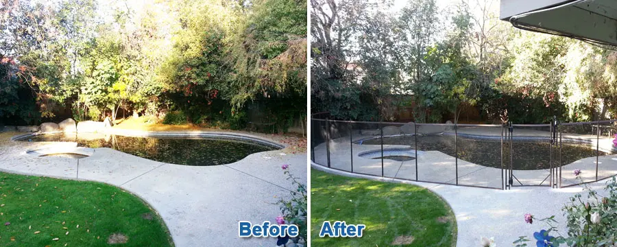 Before & After Transparent Pool Fencing near Merced