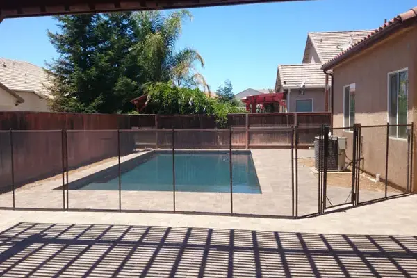 Premier Mesh Pool Fencing with Brown Trim Lemoore, CA